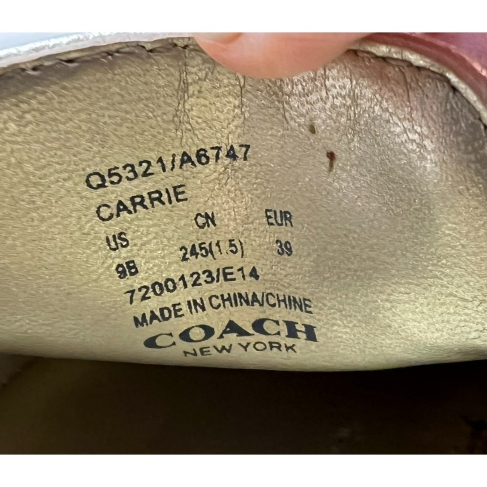 Coach Carrie Flat Loafer Tan Snake Pattern Leather Gold Trim & Insole SZ 9 - Picture 9 of 11